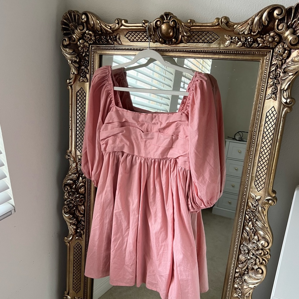A&F 
Ruched Bodice Puff Sleeve Mini Dress Large